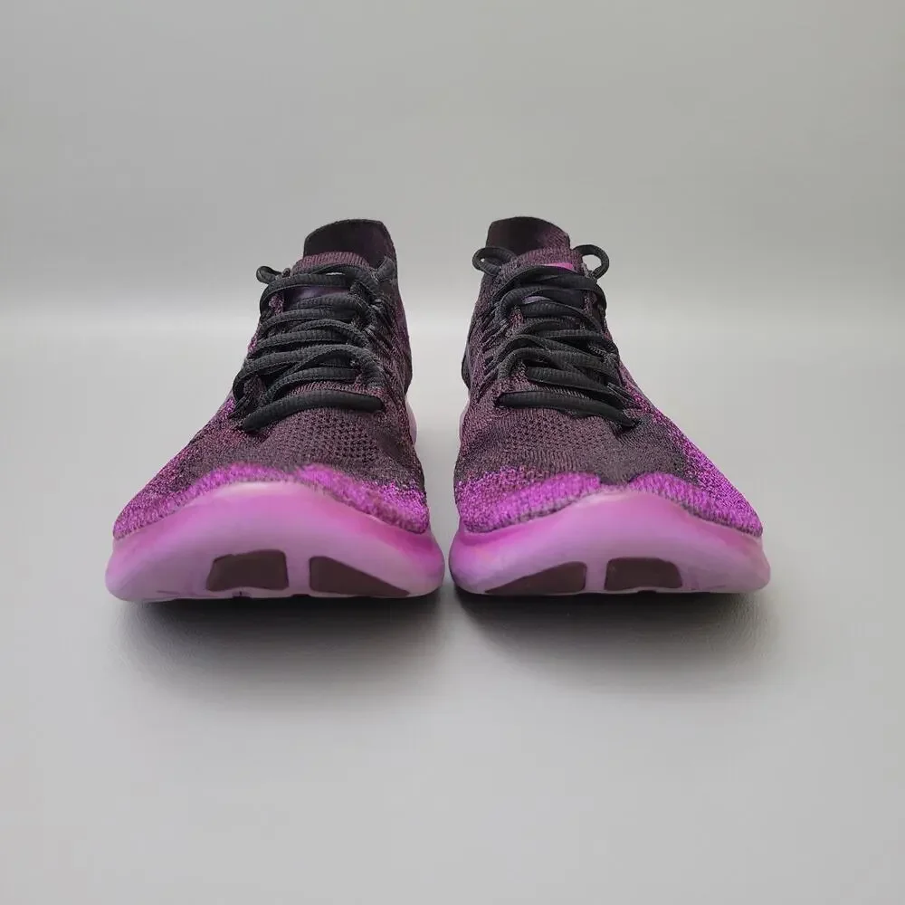 Rare Nike Womens Free RN Flyknit Size 9 Purple Black Athletic Running Shoe